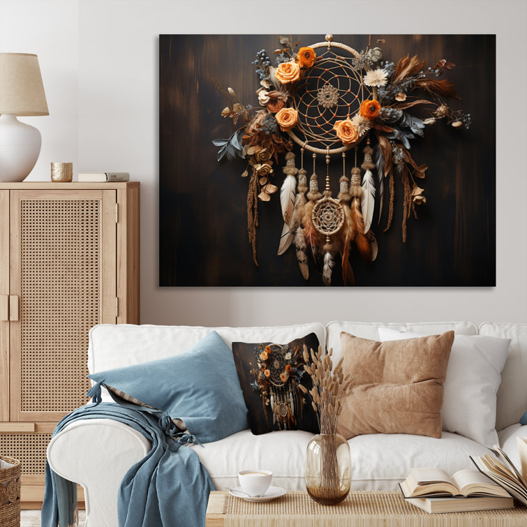 Bungalow Rose Coral Dreamcatcher Rustic Elegance On Canvas Print